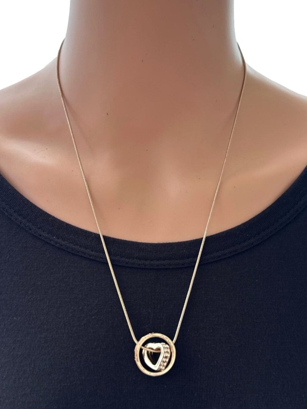 Crystal Heart Pendant Necklace 18KGP Gold Plate Snake Chain Adjustable